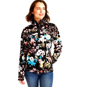 New Vera Bradley Artist Garden fleece pullover sz S petite floral quarter snap